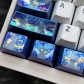 1U Ice Crystal Anodizing Color Ti-alloy Artisan Keycaps Precision Pointillism for Mechanical Keyboard -Starry Night Cat